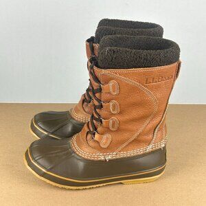 L.L. Bean Snow Boot Pac Waterproof Duck Boots Womens 6 Brown Tall Lace Up